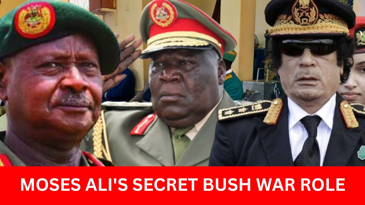 WHEN MUSEVENI BECAME “KASSIM” The untold story of Moses Ali’s alleged mission to secure Gaddafi’s backing for the NRA. Bush war alliance reportedly reshaped the rebels’ fortunes against government forces