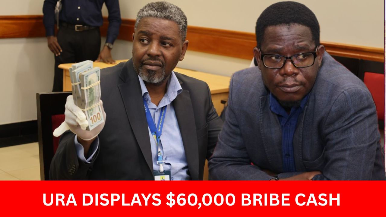 CUSTOMS BOSS IN $60,000 BRIBE STORM: URA displays cash allegedly used to bribe Geoffrey Ssozi Kawere, raising fresh questions over corruption and accountability within the tax authority.