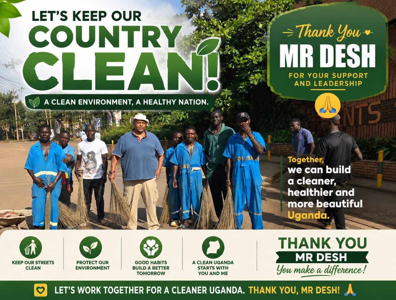 FROM VINTAGE CARS TO BROOMS: Businessman Desh Kananura Leads National Cleaning Day In Naguru, Urging Ugandans To Take Personal Responsibility For Cleaner Communities